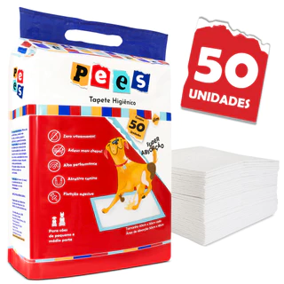 Tapete Higiênico Slim Pees Para Cães 50 Unidades 50x60cm