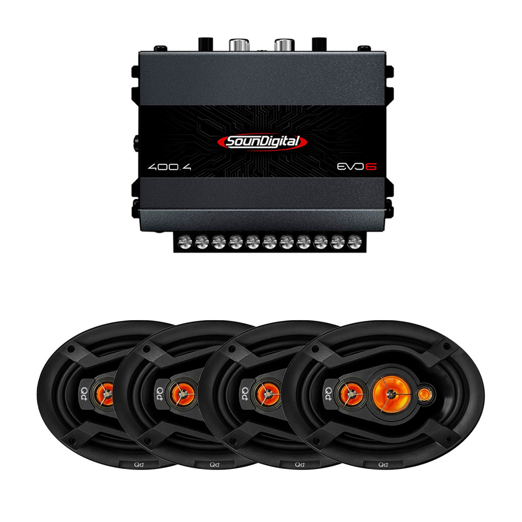 Kit Modulo Amplificador Soundigital 400 Rms SD-400.4 Evo 6 + Kit 2