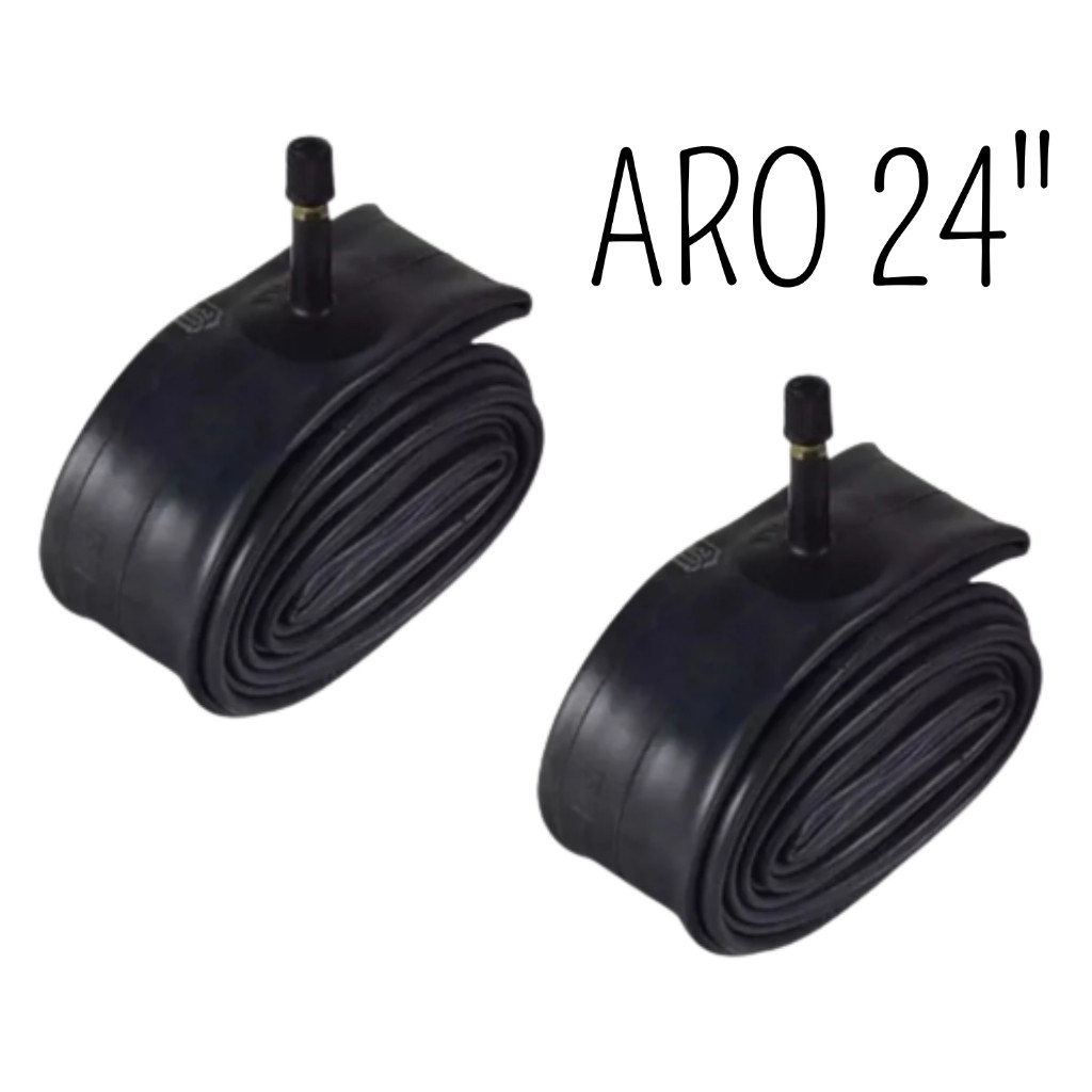 Kit 2 Câmaras De Ar Bike Pneu Aro 24 Americana Grossa 35mm