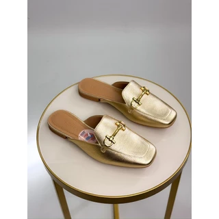 MULLE DOURADO ABERTO COURO USAFLEX em Oferta na Shopee