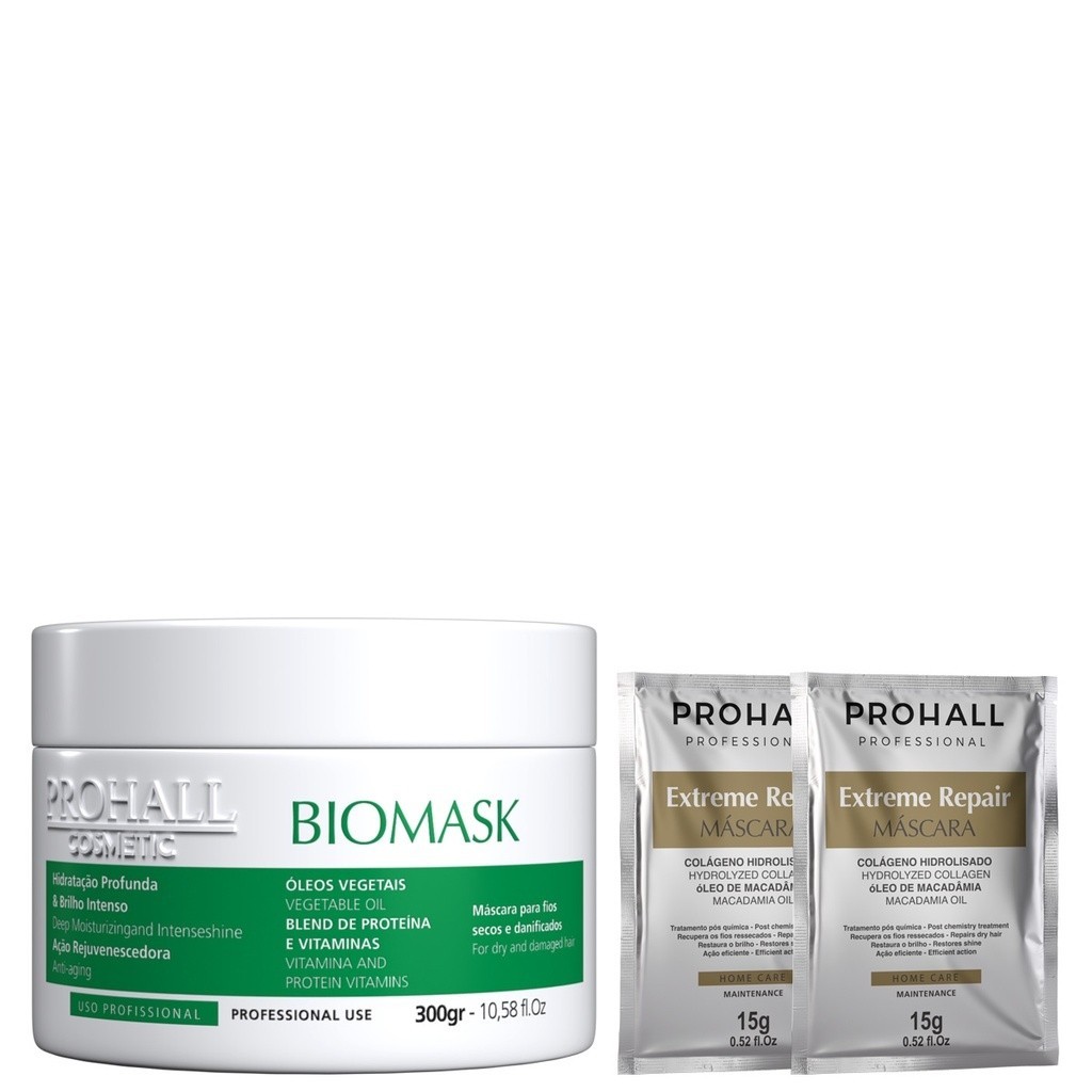 Máscara Hidratante Biomask Brilho Intenso Prohall 300g | Shopee Brasil