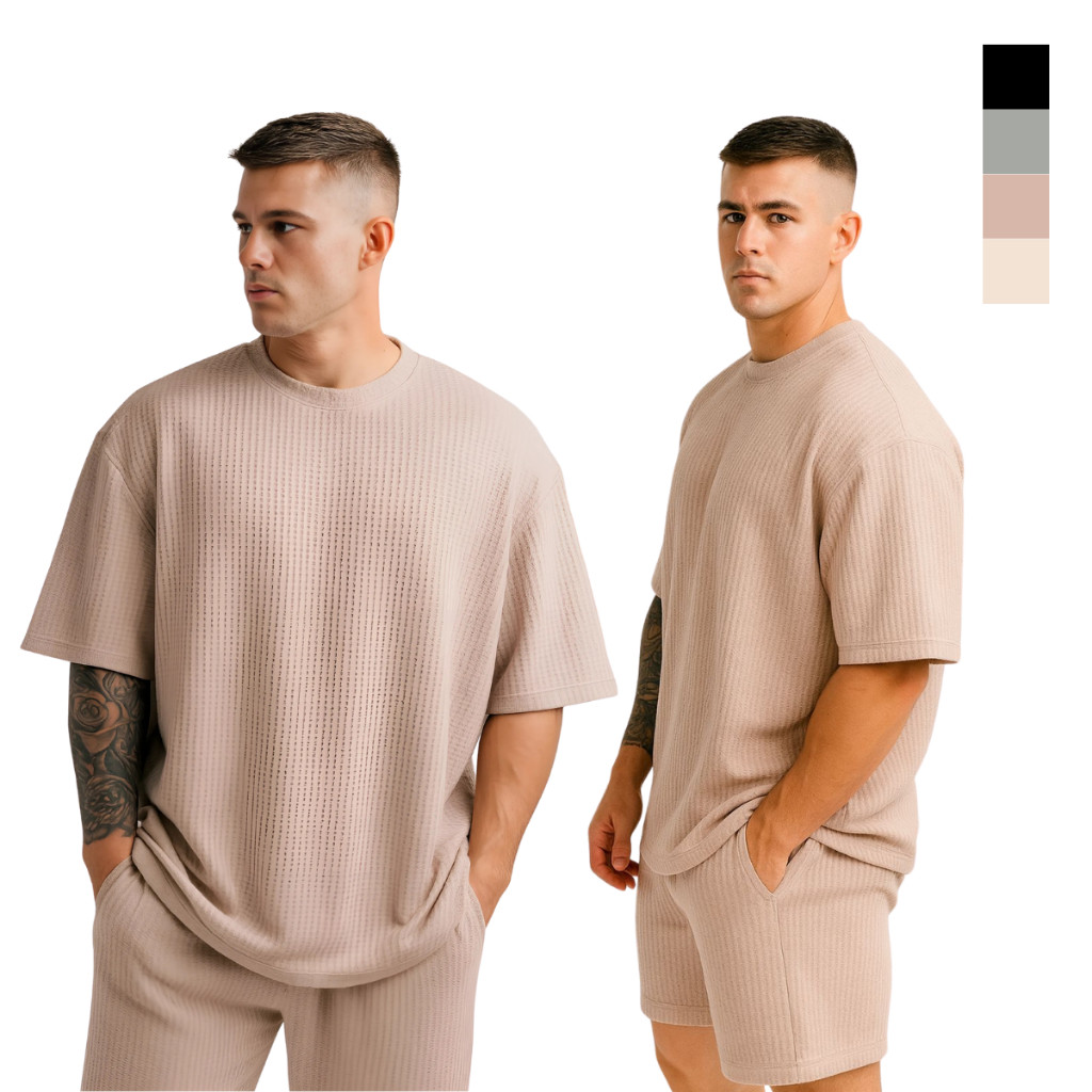 Camiseta Oversized Masculina Texturizada Casual Básica Lisa Premium