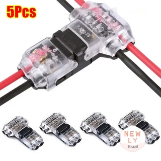 LIAYING 1/5 Peças Conector De Fio Conectável , Crimpagem De Cabo Elétrico Tipo T De 2 Pinos , Braçadeira Terminal Sem De