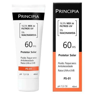 Principia Protetor Solar Facial 40ml Fps 60 Toque Seco Antioleosidade com Mix de Filtros UV
