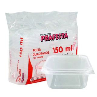 Pote Quadrado c/ tampa 150ml - Prafesta (pct 20un)