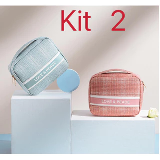 Kit 2 Bolsa portátil para armazenamento de maquiagem à prova de poeira em Oferta na Shopee