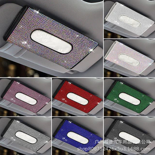 1 Pcs Porta Caixas De Lenços De Papel Rhinestone Para Carros De Luxo De Alta Qualidade Visor Solar Multicolor Caixa Bling Auto Armazenamento Interior Acessórios