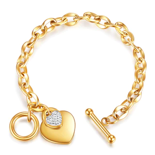 Pulseira Em Forma De Coração De Aço Inoxidável De 1 Peça