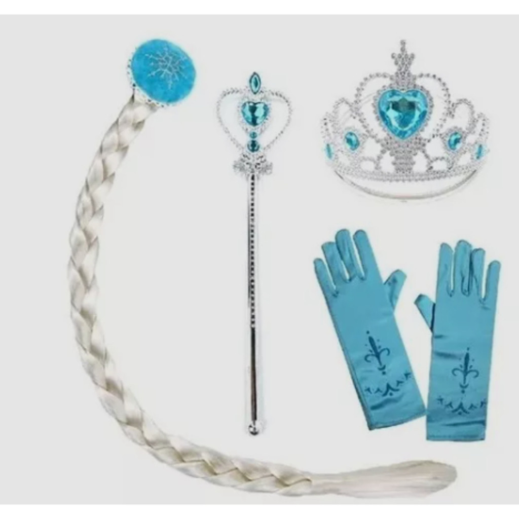 Kit Frozen Elsa Com Varinha, Coroa, Luva e Trança-Promoção | Shopee Brasil