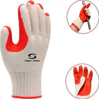Luva Tricotada Super Safety SS Ruber Com Banho Latex Orange CA 34370