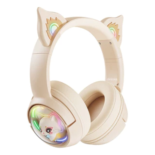 Headset Gamer Sem Fio Bluetooth Gatinho Com Luz De Led