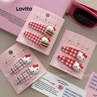 Lovito Bonito terno liso gato xadrez dopamina Y2K grampos de cabelo para mulheres LFA42155