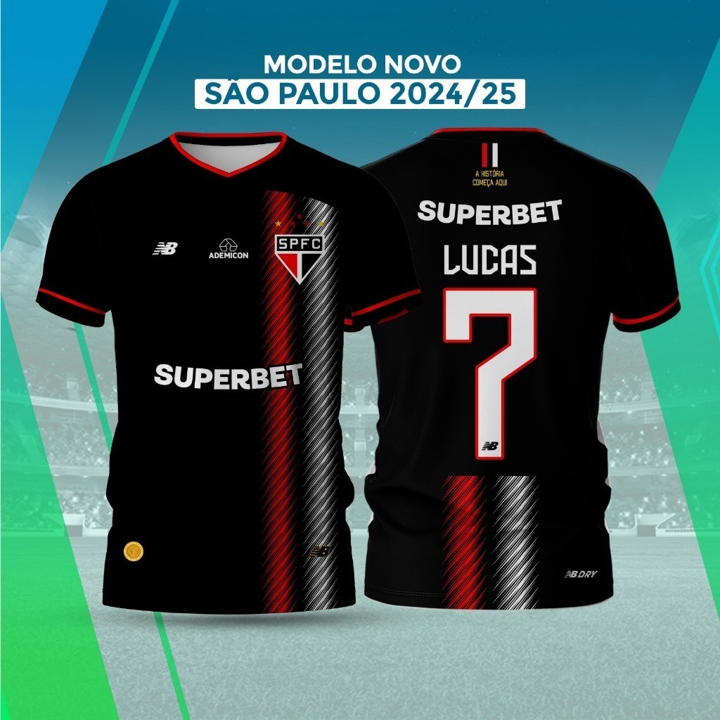 CAMISA SÃO PAULO Preta 2024/25 MAIS VENDIDA Versão Torcedor FRETE GRÁTIS ENVIO IMEDIATO