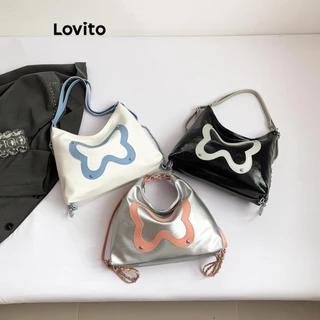 Lovito Bolsa de ombro casual simples borboleta para mulheres LFA43478