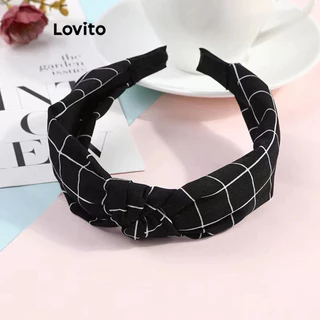 Lovito Tiara casual xadrez com nó geométrico e pequena fragrância para mulheres LFA44653