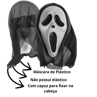 Máscara Pânico Capuz Fantasia Festa Halloween Carnaval Rua Cor Branca