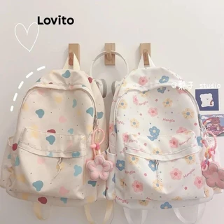 Lovito Mochila casual simples de grande capacidade para mulheres LFA45345