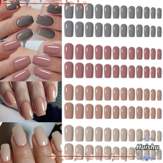 HUISHU 96 Peças De Unhas Postiças , Quadrado Longo E Bailarina , Cor Pura , Nials Falsos , Prensa Francesa Destacável Em em Oferta na Shopee