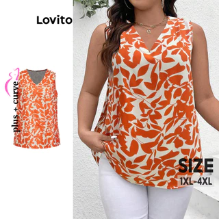 Lovito Blusa feminina plus size curva elegante com flores florais LBL15208
