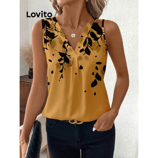 Lovito Blusa casual floral com flores para mulheres LBL16495