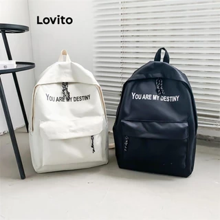Lovito Mochila de alta capacidade estilo preppy simples para estudantes para mulheres LFA46593