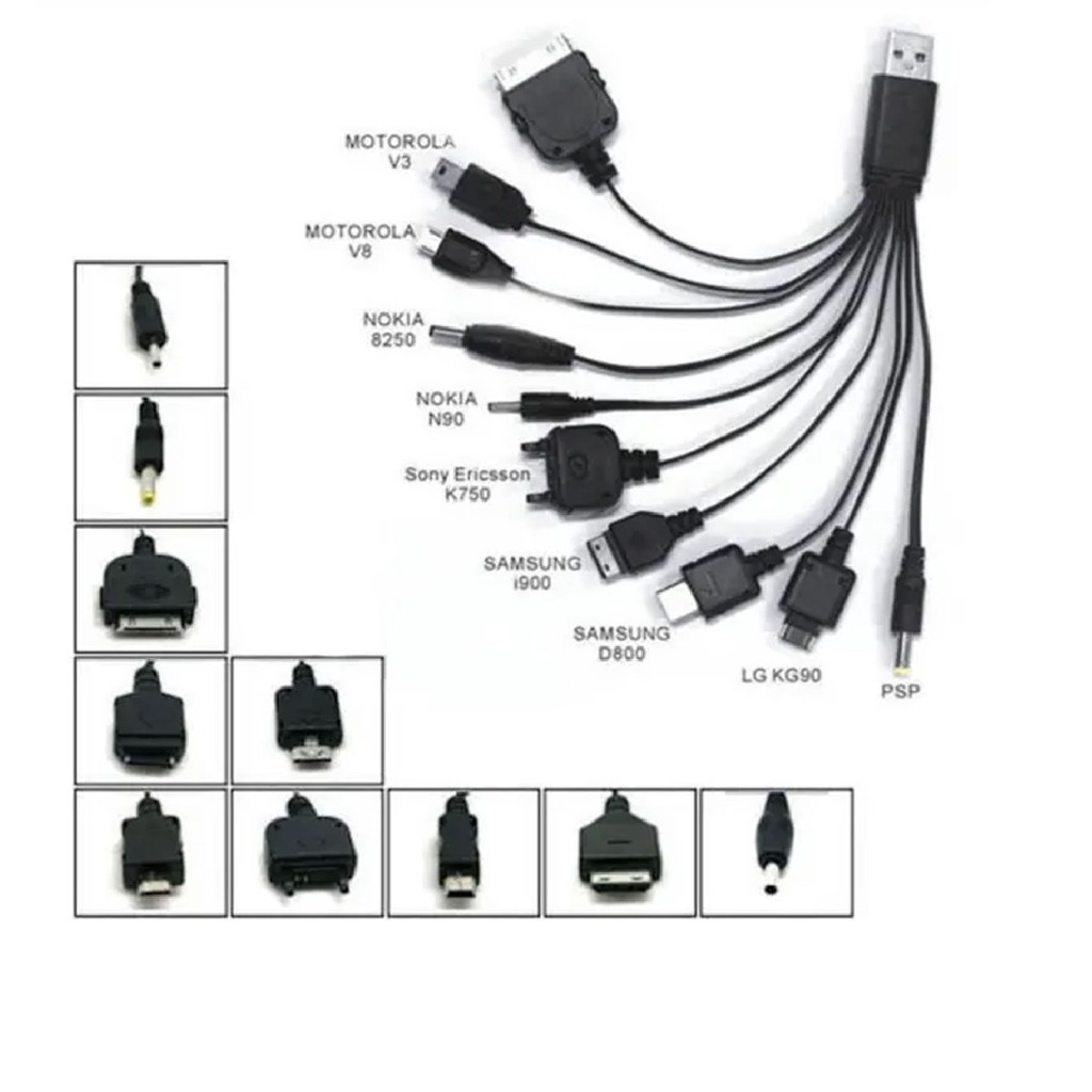 Cabo USB Universal Multi Carregador 10 Em 1 LE-9013P IT Blue Multi ...
