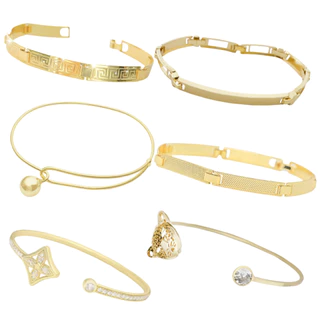 Pulseira Bracelete de Ouro Masculino/Feminino Cravejado Banhado a Ouro 18k em Oferta na Shopee