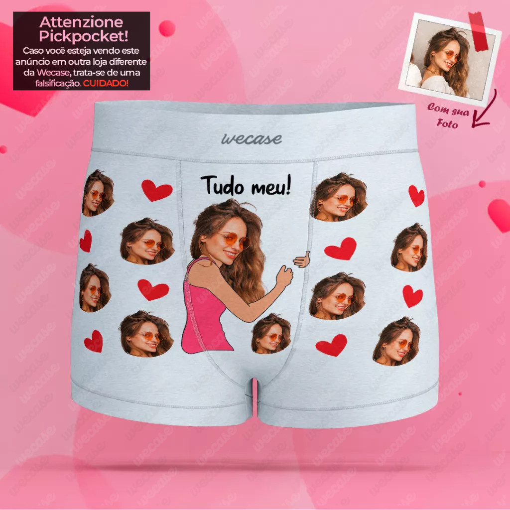 Cueca Personalizada com Foto e Frase Abraçando + Rostinhos | WECASE ...