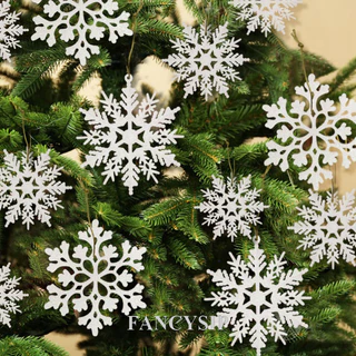 Conjunto De Enfeites De Floco De Neve De Natal FANCY De 36 Peças , Decorações Suspensas De Estilo Clássico , Flocos Com Brilho De Plástico Para Árvore , Sem Penas , Não Elétrico , Versátil Uso Artesanal