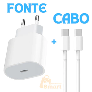 Carregador completo Fonte + Cabo Para iPhone USB-C 20w Original - iPhone 15/15 Pro/15 Pro Max
