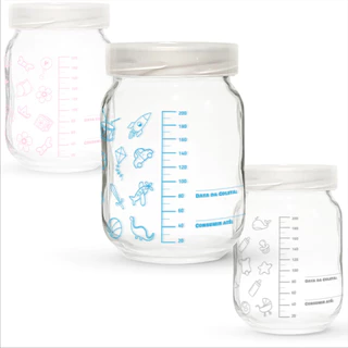 6 Frascos / Potes Vidro P/ Leite Materno - Graduação 200ml em Oferta na Shopee