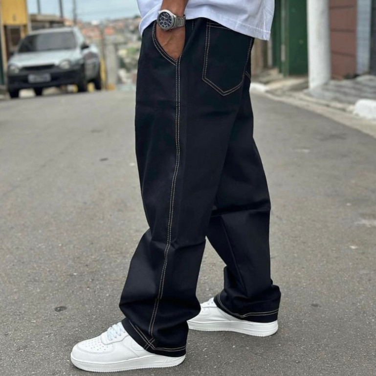 Baggy Masculina CalÃ§a Baggy Anos 80 Calça Baggy Jeans Preta Balão