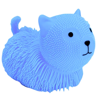 Boneco Gatinho Estica e Aperta Anti Stress Luz Brilhante Divertido Azul - Castela