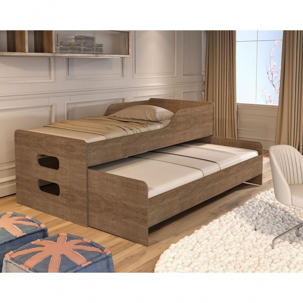 Cama Solteiro Com Cama Embutida E Grade De Proteção – Modelo Elis ...