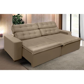 Sofá Retrátil e Reclinável 2,10m Suede Marrom Castor Magno em Oferta na Shopee