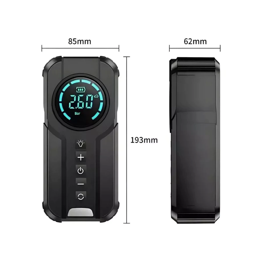Bomba de Ar Portatil Compressor Inflator Multi-função 4 em 1 PowerBank 8kmah Bateria Calibrador de Carro Auto Pneu — foto 3