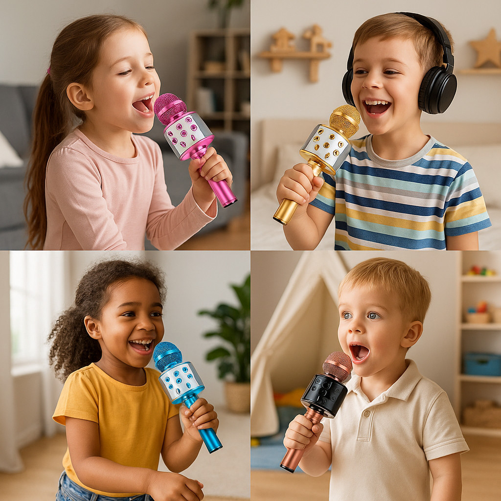 Microfone Karaokê Infantil Som Voz Musical Brinquedo Criança Cantar ...