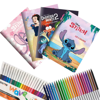 Kit Livro de Colorir + Canetinhas Hidrocor 24 Cores – Desenhos para Pintar em Oferta na Shopee