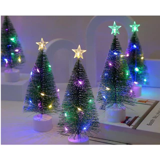 Kit Com 1/2/3 Unidades Árvore De Natal De Mesa Mini Artificial Com LED Luz 2025-STARYE