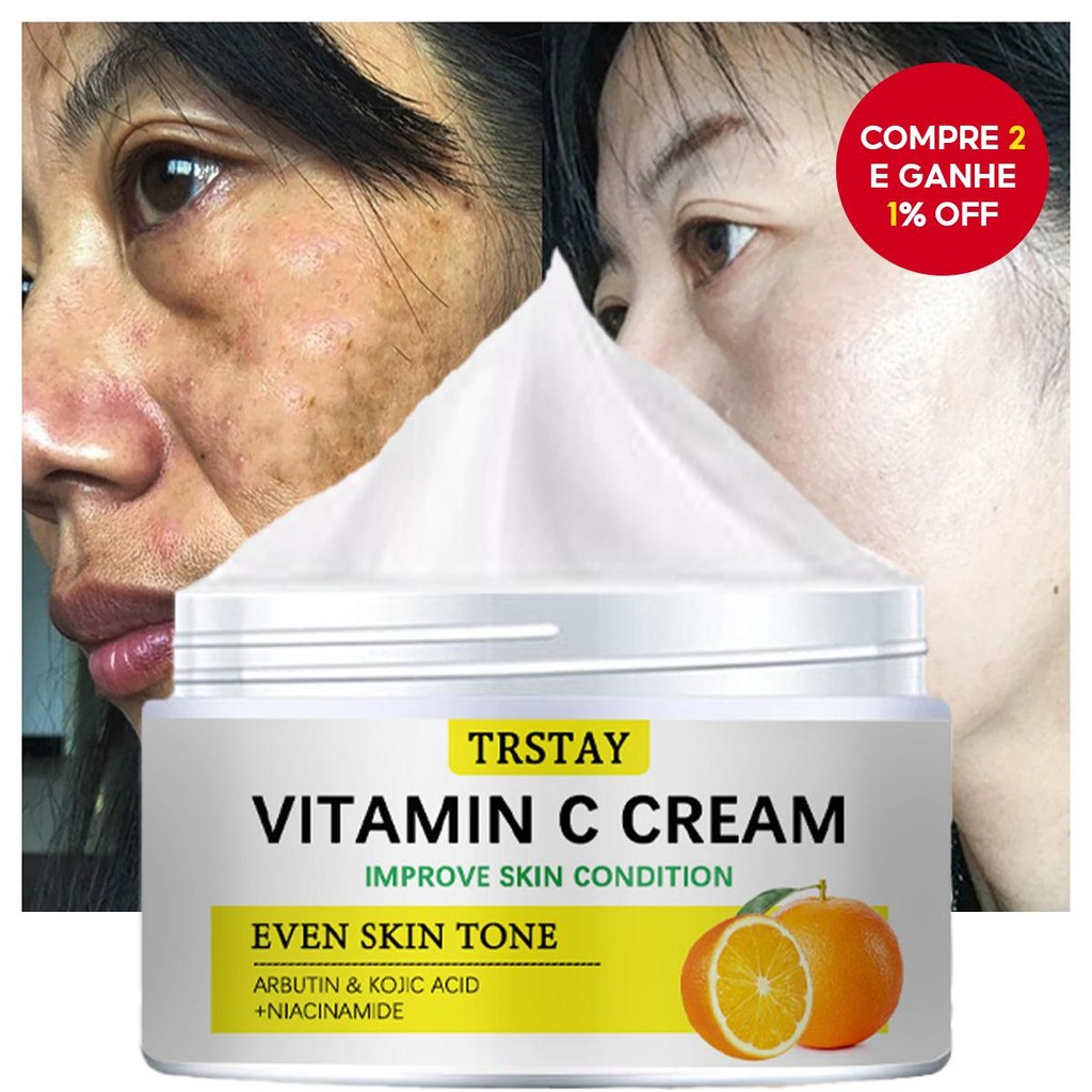 TRSTAY Creme com vitamina C para uniformizar o tom da pele, clarear a ...
