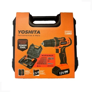 Parafusadeira e Furadeira de Impacto 12v a Bateria e Maleta + Acessórios - Bivolt - Yoshita