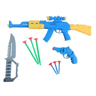 Kit Pistola e Metralhadora Lança Dardos + Faca tatica Brinquedo