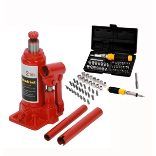 Macaco Hidráulico Garrafa 2 Toneladas + 40 Soquetes em Oferta na Shopee