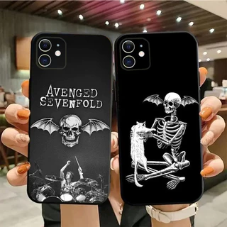 A-Avenged S-Sevenfold Band Estojo Para iPhone15,14,13,12,11 , Pro , Max , Plus , Mini , XS , XR , 8,7,6 , SE Preto Macio kz0