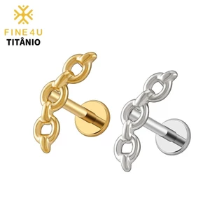 FINE4U Piercing Titânio 16G Para Helix Cartilagem Lábios Flat Daith 6-10mm Hipoalergênica