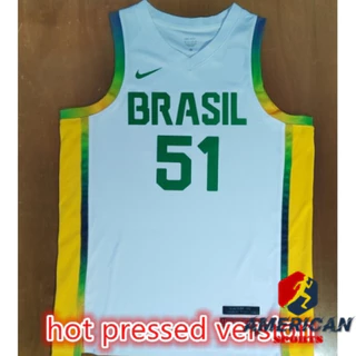 Hot Pressed 2024-25 Olímpica Regata Masculina Camiseta Team Brasil Bruno Caboclo Camisa Branco De Basquetebol Jersey