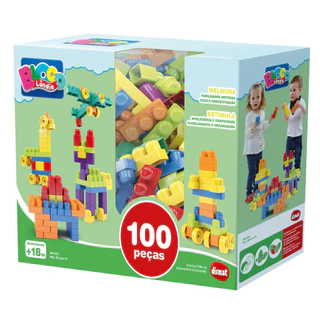 Brinquedo Pedagógico Blocos Montar 100 Peças Dismat Versão do personagem ANIMADO peças MK400