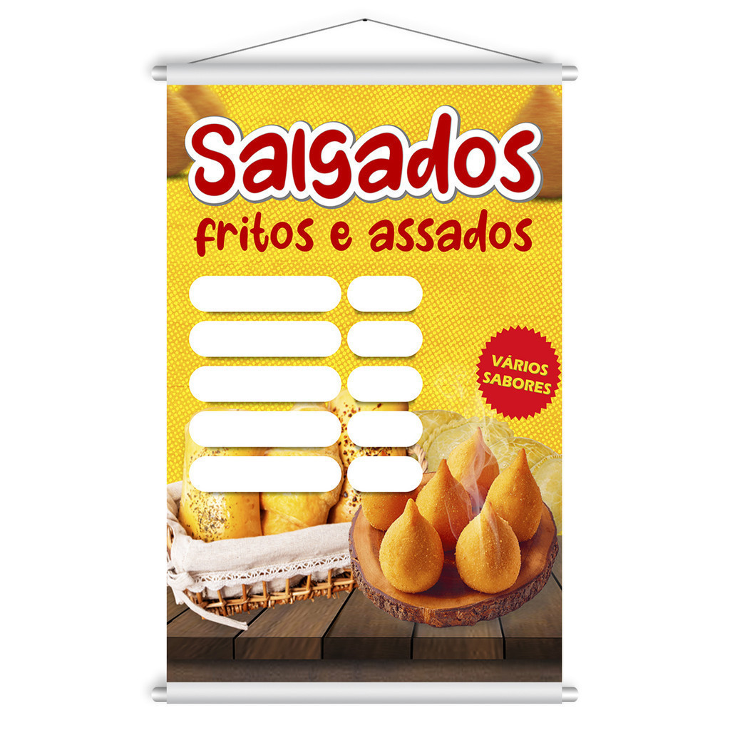 Banner Pronto Salgados Fritos e Assados 60x90cm