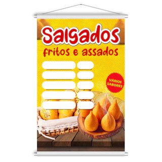 Banner Pronto Salgados Fritos e Assados 60x90cm