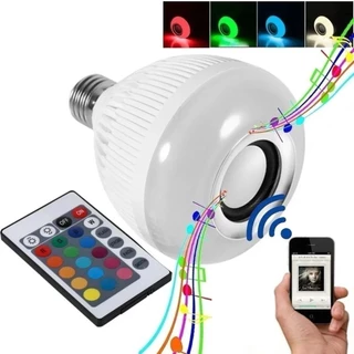 kit 2 un Lâmpada Bluetooth De Led Caixa De Som C Controle Rgb 12W